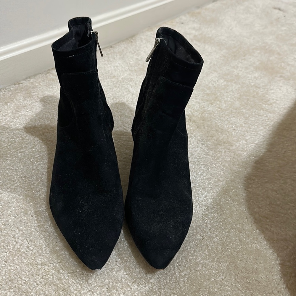 Sam Edelman pointy toe black suede 1.5” heeled boots. In good condition.